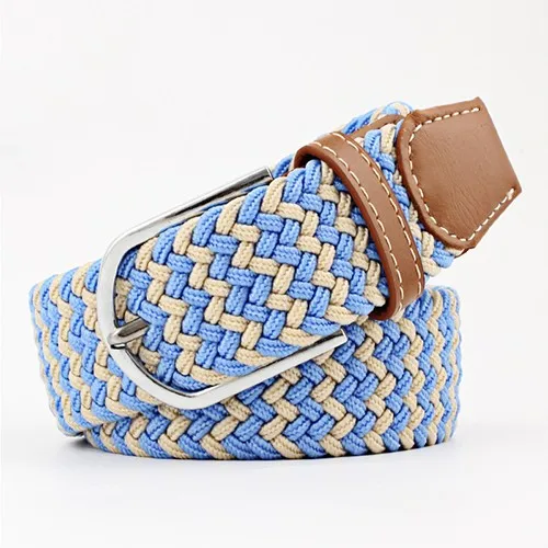 Hot Colors Belt Casual Women Knitted Pin Buckle Belt Fashion Woman Woven Elastic Stretch Belts Canvas Female - Цвет: mi-lanQ