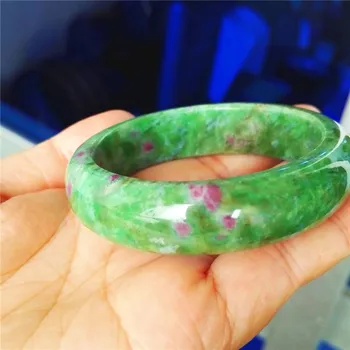 

Natural Green Ruby Zoisite Gemstone Crystal Fashion Round Bangles Bracelets For Women Female Inner Diameter 52mm