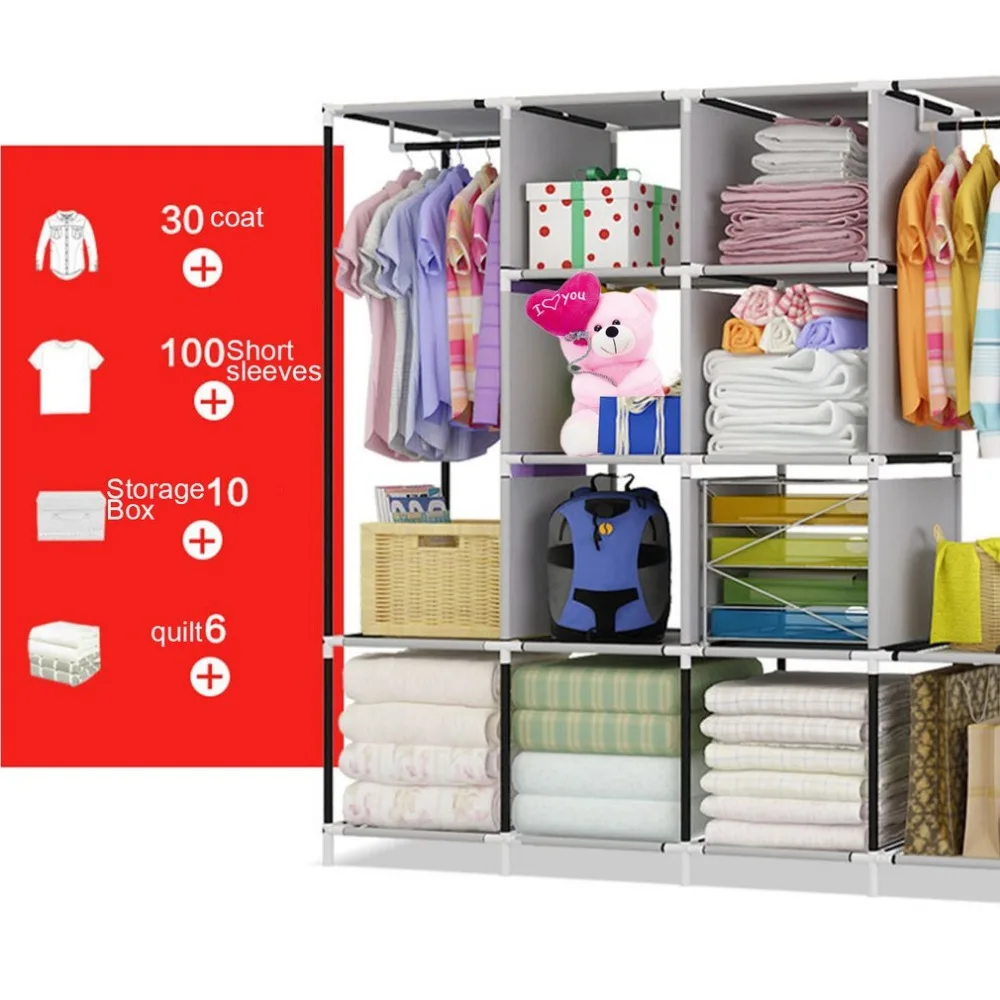 Modern Simple Wardrobe Household Fabric Folding Cloth Ward Storage Assembly King Size Reinforcement Combination Simple Wardrobe Modern Simple Wardrobe Household Fabric Folding Cloth Ward Storage Assembly King Size Reinforcement Combination Simple Wardrobe