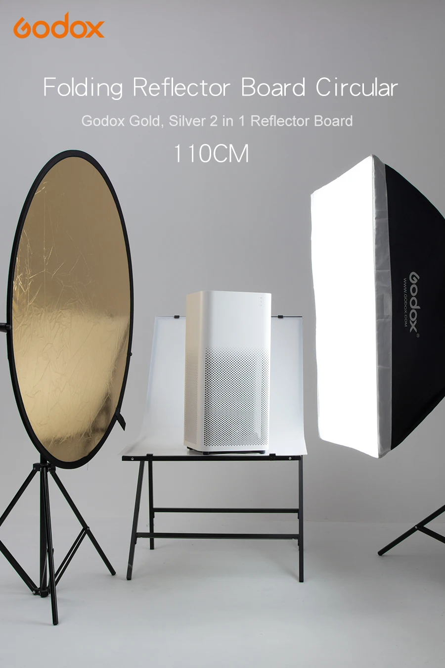 Godox 4" 110 см 2 в 1 золото и серебро Фото Отражатель доска складной золотой и серебряный для студийной фотографии отражатель