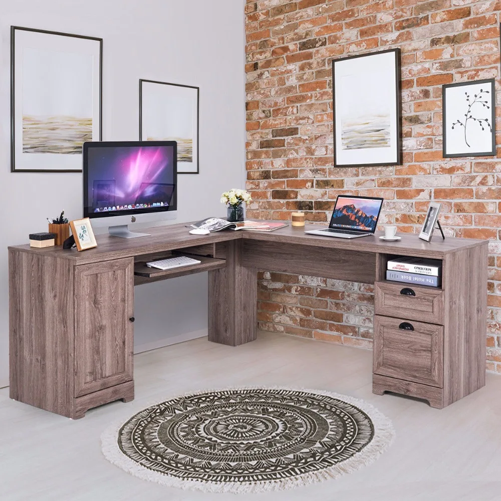 Giantex L Shaped Corner Computer Desk Writing Table Study