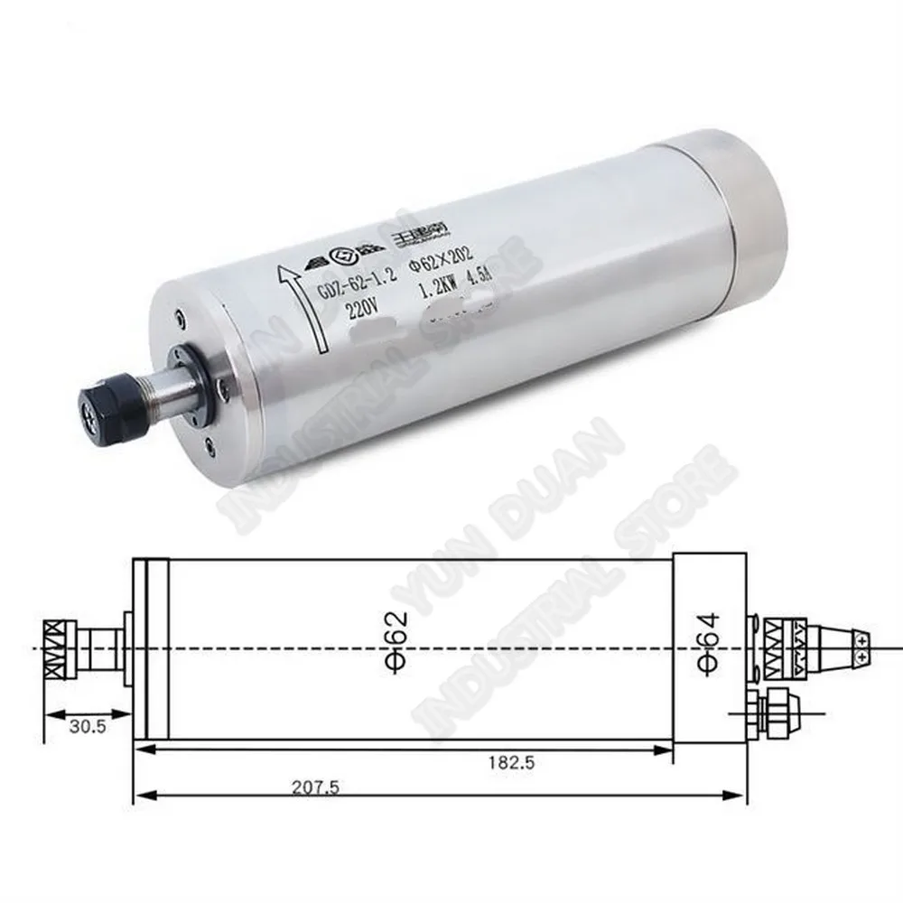 1.2KW 24000 об/мин ER11 62 мм 220 В с водяным охлаждением мотор шпинделя переменного тока 1.5kw VFD+ насос+ Зажим Комплект для ЧПУ маршрутизатор гравировка АБС, ПВХ