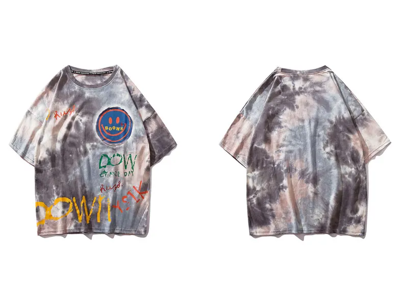 Graffiti Smile Print Tie Dye Tshirts 1