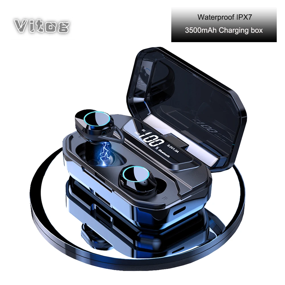 Offerte G02 TWS Vero auricolari Senza Fili di Sport 5.0 Auricolari Bluetooth IPX7 Impermeabile con il mic 3500mAh casella di ricarica Accumulatori e caricabatterie di riserva per huawei