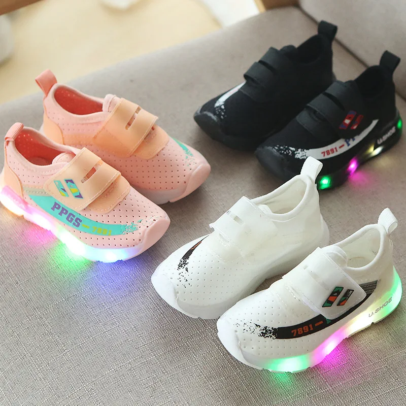 

2019 Luminous Sneakers Toddler Infant Children Boys Girls Kids Shoes Air Mesh Glowing Sneakers Led Shoes Toddler Boy Shoes
