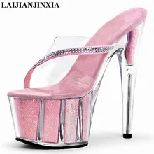 LAIJIANJINXIA/женские Вечерние туфли на высоком каблуке 15 см; пикантные шлепанцы для ночного клуба; обувь для танцев с открытым носком; обувь для танцев на шесте