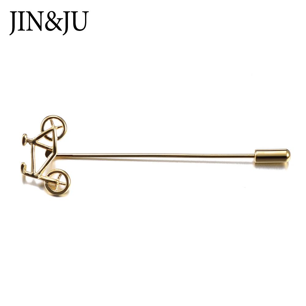 

JIN&JU HOT SALE Mini Bicycle Design Two Color Lapel Pin Brooch Gentleman Men Jewelry Silver & Gold Color For Men