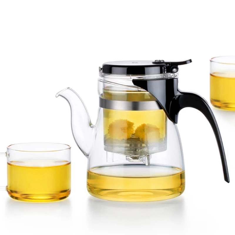 Heat Resistant Glass Tea Pot with Smart Filter 600ml & 4 Pcs Glass Tea CupsChinese Tea Set GiftEasy Tea Maker