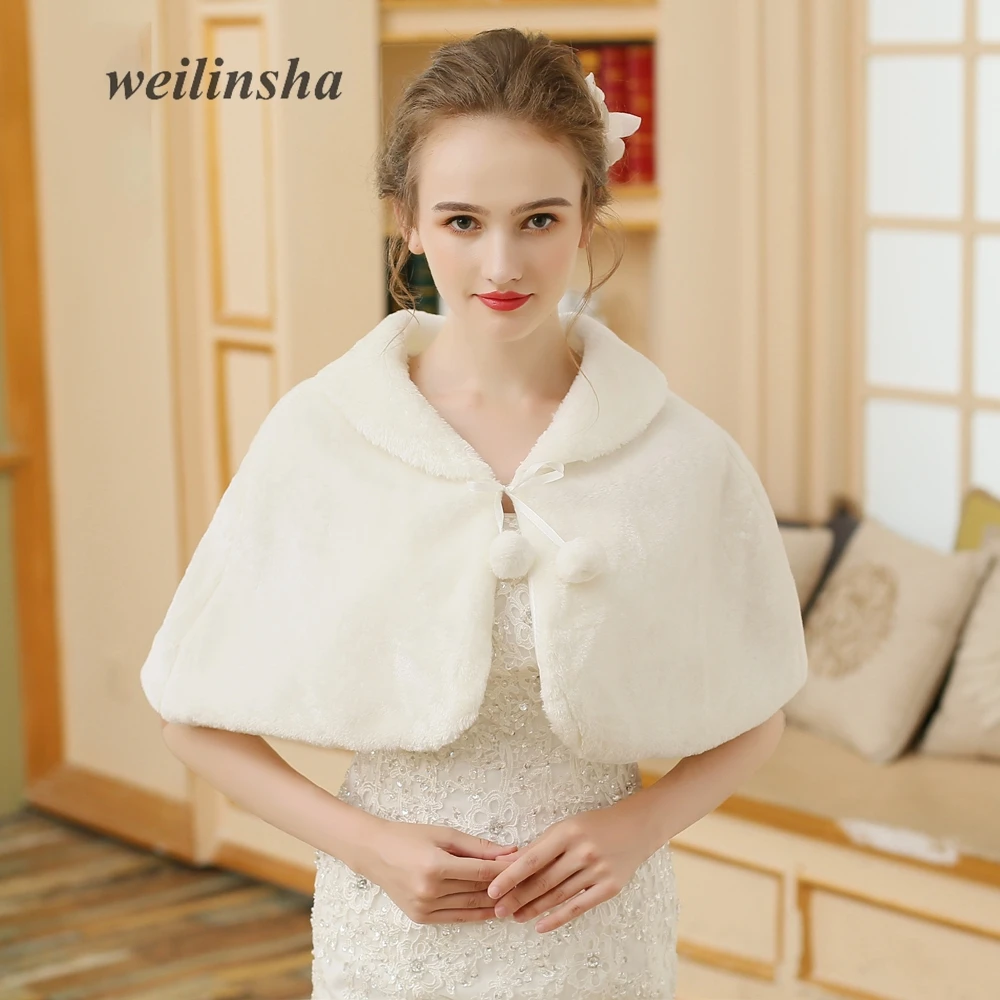 Weilinsha New Cheap Wedding Wraps Women Warm Faux Fur Bolero Adult