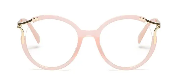 CCSPACE дамские металлические полые круглые оправы для очков для женщин Кошачий глаз брендовые дизайнерские оптические очки модные очки 45103 - Цвет оправы: C3 pink clear