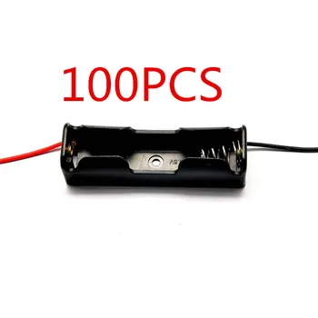 

New 100PCS AA Batteries Storage Case Plastic Box Holder with 6'' Cable Lead for 1x AA Battery Soldering Connecting Black Digital