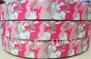 

Q&N ribbon wholesale/OEM 7/8inch pink camo print grosgrain ribbon webbing 50yds/roll free shipping