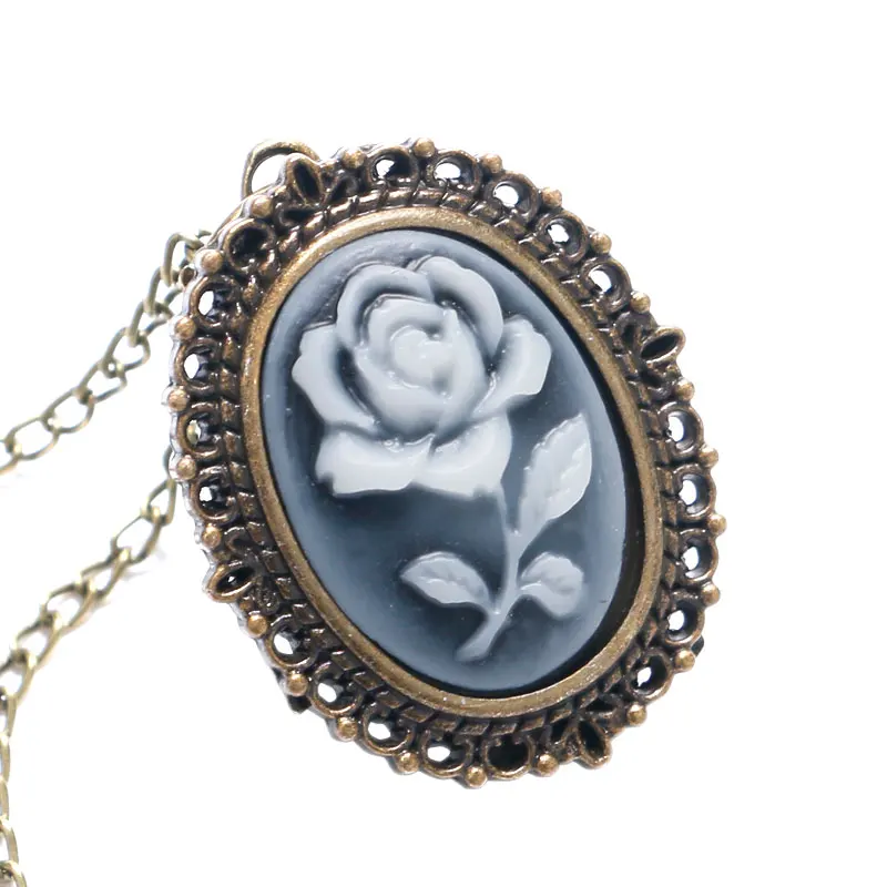 Dropshipping античный 3D цветочный дизайн кварцевые кармашек для часов Часы с Цепочка-ожерелье цепочка-ожерелье под свитер подарок для карманные