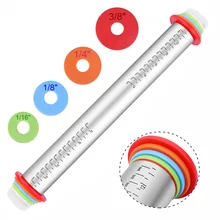 Регулируемые Скалки для теста из нержавеющей стали с 4 съемными регулируемыми толстыми кольцами длявыпечки для теста пирога для пиццы