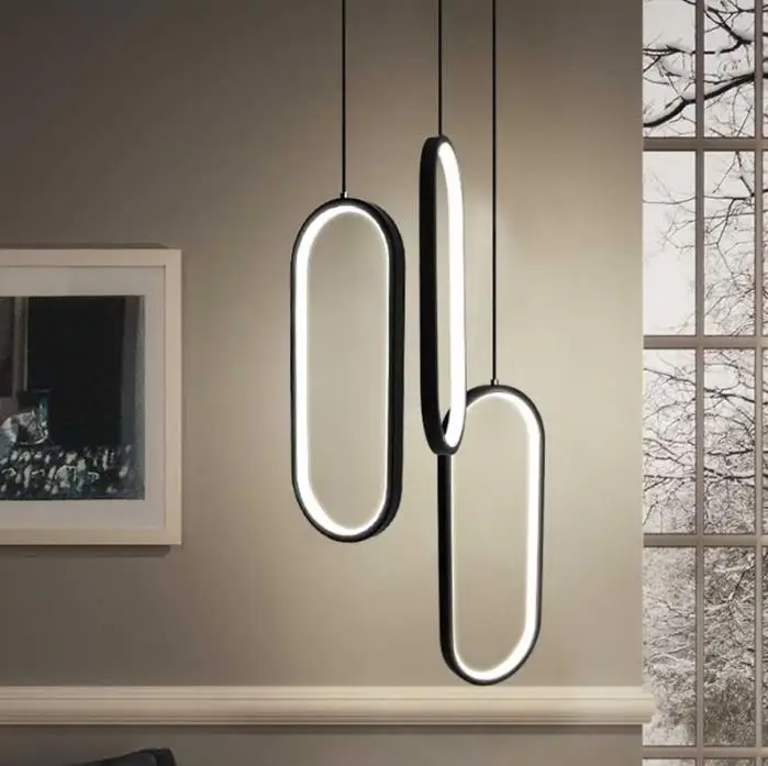 Черный/белый цвет, современный светодиодный подвесной светильник для гостиной, столовой, акриловый алюминиевый корпус, светодиодный подвесной светильник