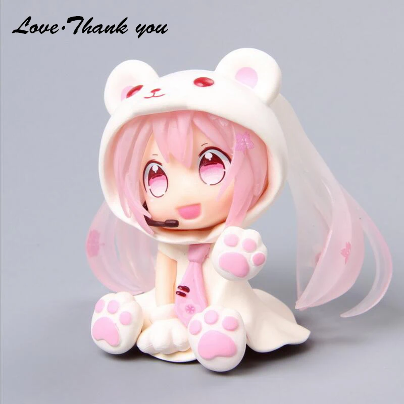 6 см Kawaii аниме розовый Хацунэ Мику Сакура медведь фигурки Q версия GK автомобиль