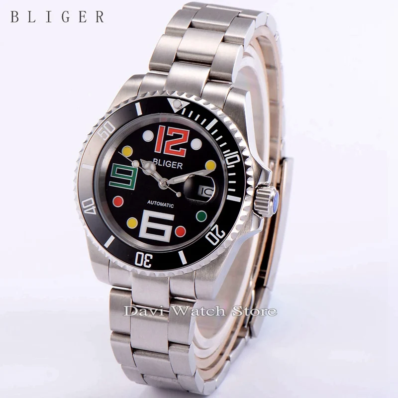 

40mm Bliger Date&Day Ceramic Bezel Luminous Sapphire Automatic Men's Watch
