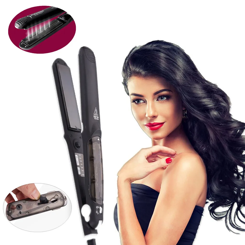 

Professional Oil Salon Steam Styler Flat Iron Ceramic Ceramic Tourmaline Hair Straightener Hair Led Argan Oil + Water System