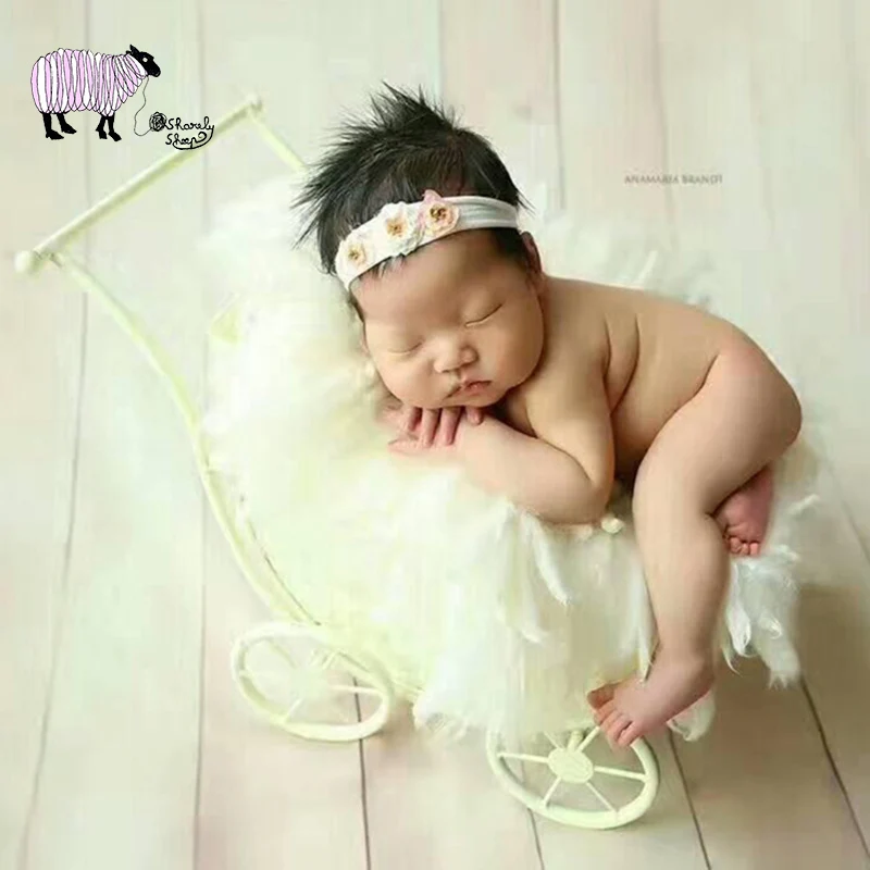 Newborn Baby Iron Car Basket Props Infant Photo Shooting Studio Posing Trolley Props Baby Girl Boy fotografie Accessories