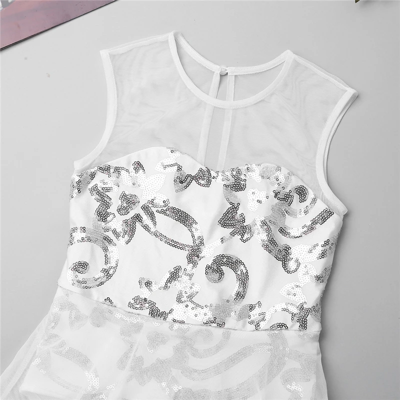 Kids Glittery Ballet Tutu Dress Gymnastics Leotard Dance Girls Floral Sequins Leotard contemporary Dress Lyrical Dance costumes