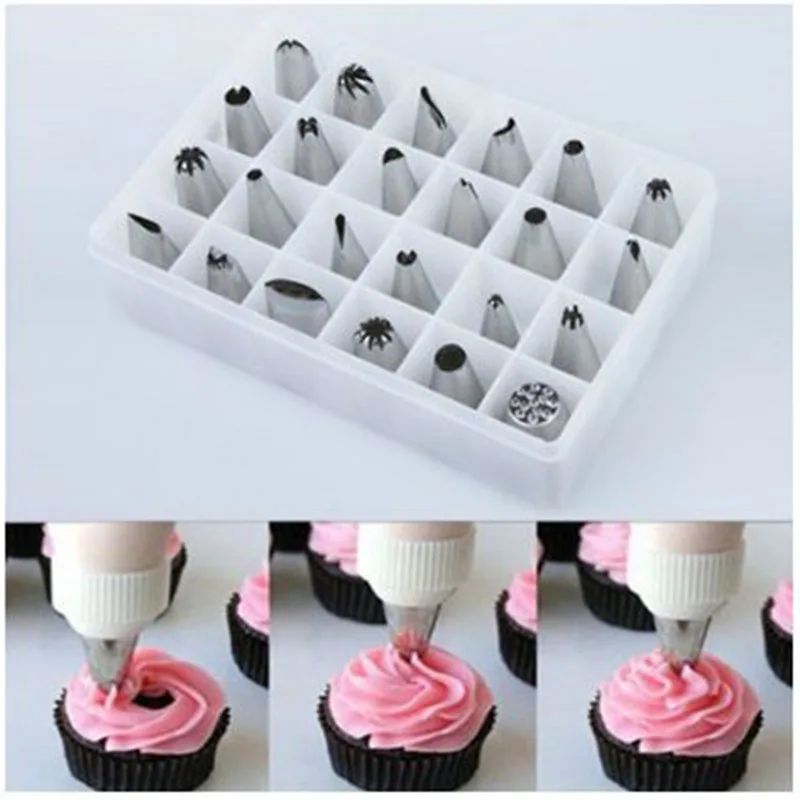 24 Pcs Icing Piping Nozzles Pastry Tips Fondant Cake Decorating