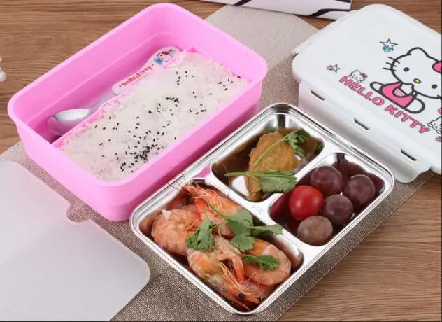 Мультфильм посуда Для Детей Контейнеры С Отсеки Lunchbox Набор Из Нержавеющей Стали Для Хранения Продуктов Питания Школьников Подарок