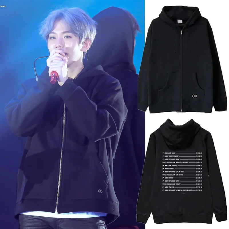 

kpop EXO Four patrol concert The Elyxion zipper Sweatshirts Same paragraph coat Should aid clothes Harajuku Hoodies