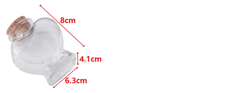 Маленький контейнер для бутылок в форме сердца, прозрачный стеклянный контейнер для хранения с пробковой пробкой, наполненный желевыми шариками, драгоценными камнями