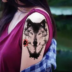 Водонепроницаемый Временные татуировки Стикеры Волки Волк слышат вырос временная татуировка флэш-тату сзади Абдо Для мужчин Arm tatouage для
