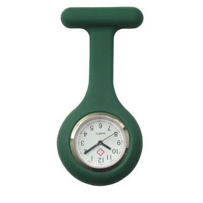 Новые медсестры часы доктор портативный карманный брелок броши для часов Силиконовые Туника батареи медицинские медсестры кварцевые часы с зажимом - Цвет: dark green