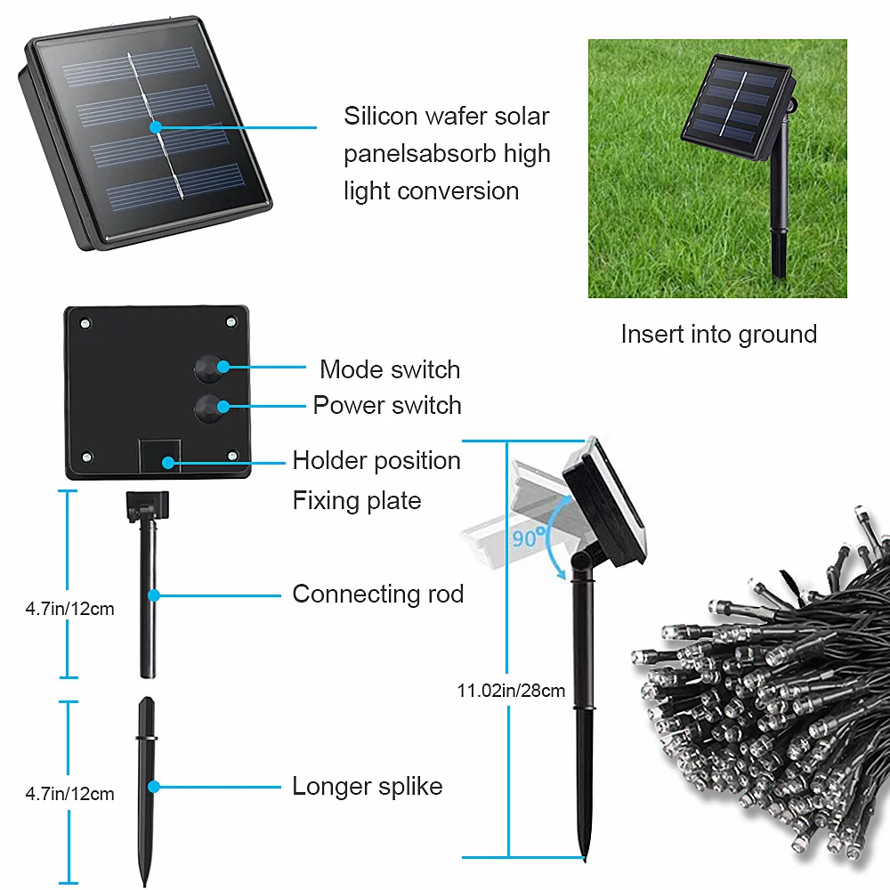 200 Solar Led Light Outdoor Waterproof Christmas Fairy String Lights Solar Powered Lamp for Garden Decoration 22m Street Garland (30)