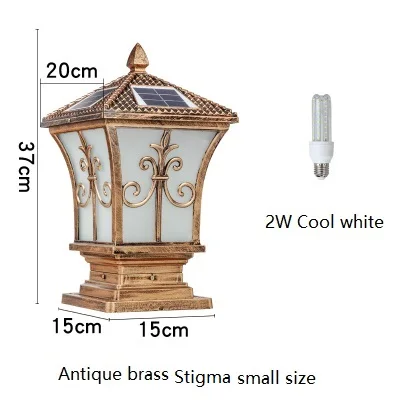 Водонепроницаемый алюминиевый литье 4000mA Солнечный столб лампа Европа дверь столбик светильник квадратный открытый забор светильник s бронза клеймо - Испускаемый цвет: Цвет: желтый