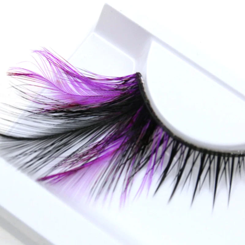 YOKPN Exaggerated Eye Lashes Handmade Art Studio Make-up Tools False Eyelashes Purple Black Cross Thick Feather Fake Eyelashes YOKPN Exaggerated Eye Lashes Handmade Art Studio Make-up Tools False Eyelashes Purple Black Cross Thick Feather Fake Eyelashes
