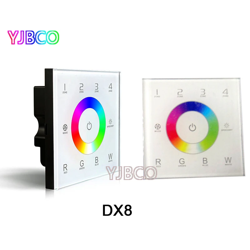 

DX8 AC110V-240V 4 Zones 2.4G DMX512 control master RGBW LED rgbw touch panel wall mounted controller ,for LED rgbw strip panel