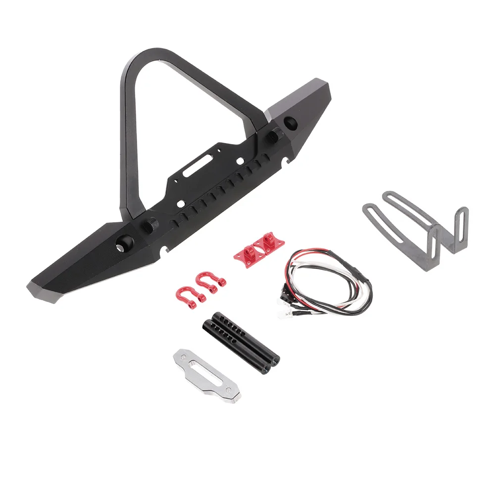 

Metal Front Bumper with 2 LED Light Lamp for Traxxas TRX-4 SCX10II 90046 1/10 RC Crawler