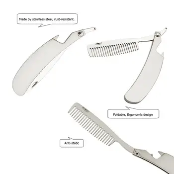 

Mens Womens Beauty Handmade Stainless steel folding comb set Mini pocket comb beard care tool Convenient and use hair brush