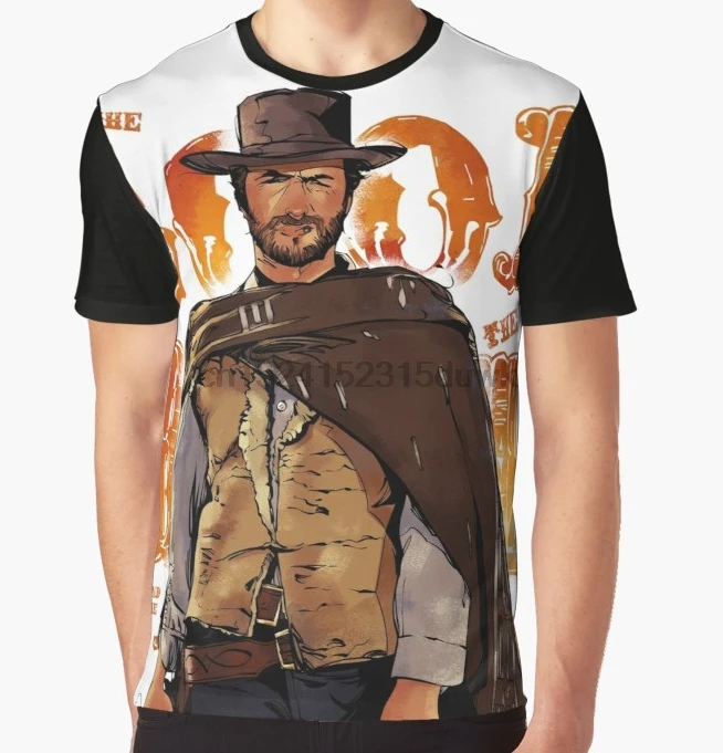 

All Over Print T-Shirt Men Funy tshirt Clint Eastwood Short Sleeve O-Neck Graphic Tops Tee women t shirt