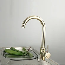 Zeitgenössische beauftragte 100% Kupfer warmen und kalten küchenarmatur gold farbe waschbecken gemüse becken mischer wasserhähne 1 teile/los