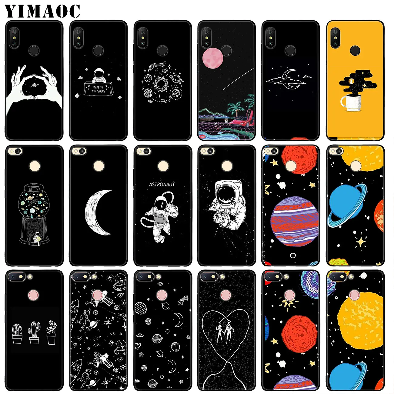 

YIMAOC Space moon star astronaut Soft Silicone Phone Case for Xiaomi Mi 9 9T CC9 CC9E A3 PRO 8 SE A2 Lite pocophone f1 MAX 3