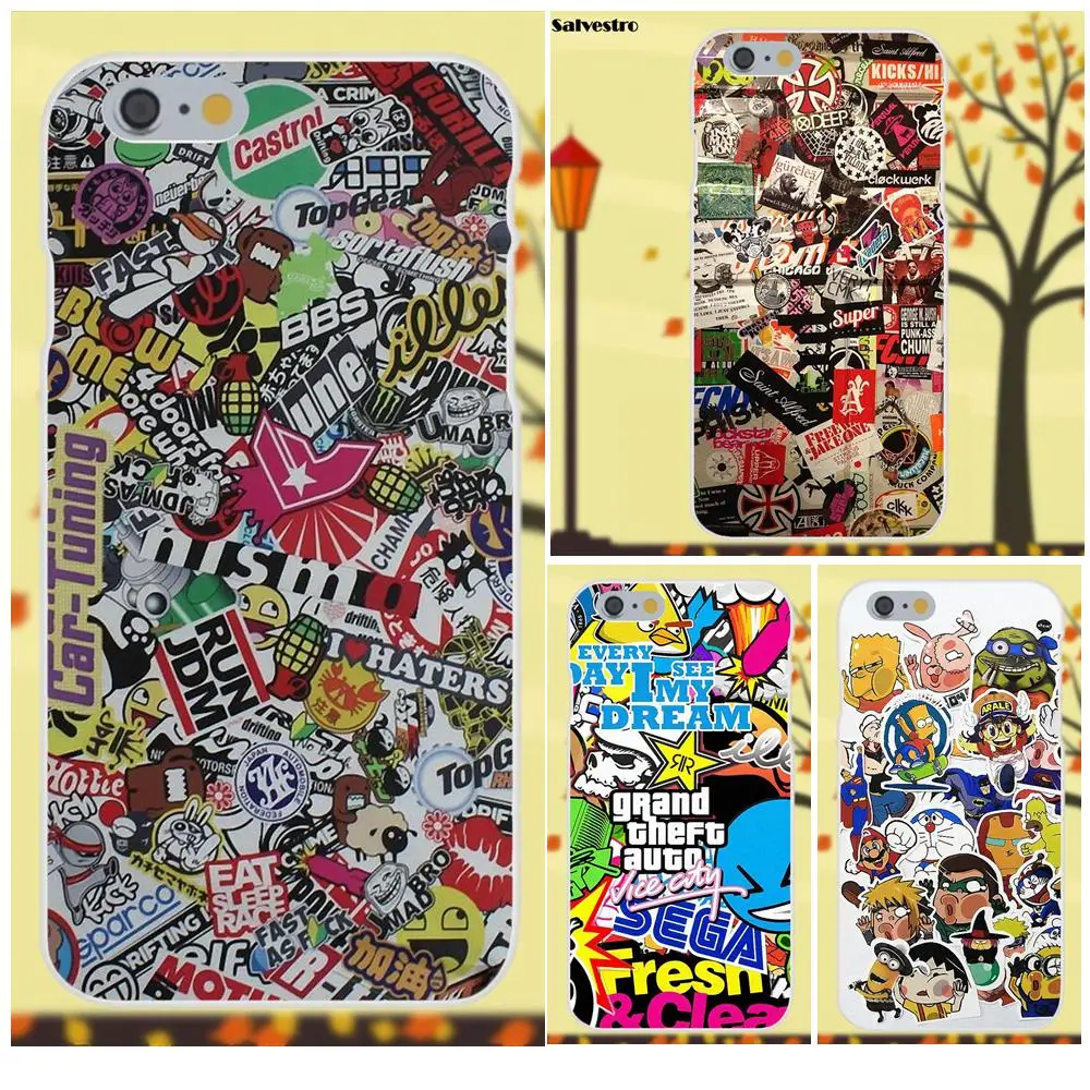 Jdm Car Graffiti Sticker Bomb Soft TPU Cell Phone For Apple iPhone 4 4S