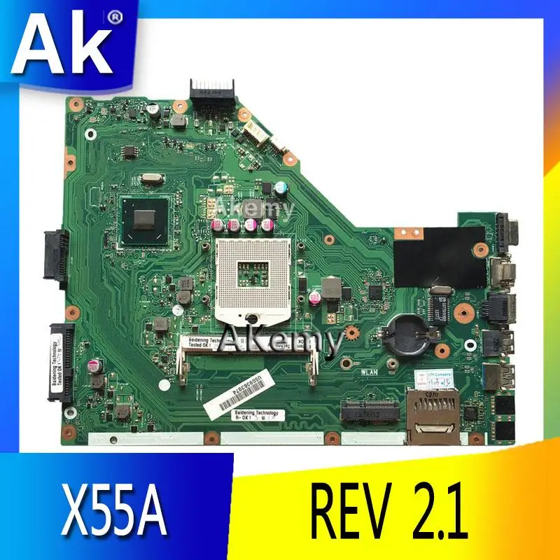 Kopen Ak X55A Laptop Moederbord Voor Asus X55A Notebook Computer Test Originele Moederbord HM70 Rev 2.1 2.2