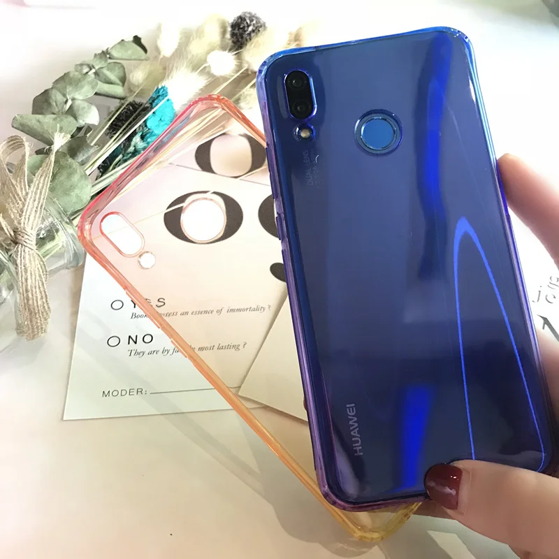 

2018NEW Gradient color TPU Phone cases for HUAWEI Nova 3e 5.84 inch Half bag phone case for p20 lite P20 pro Thin and light
