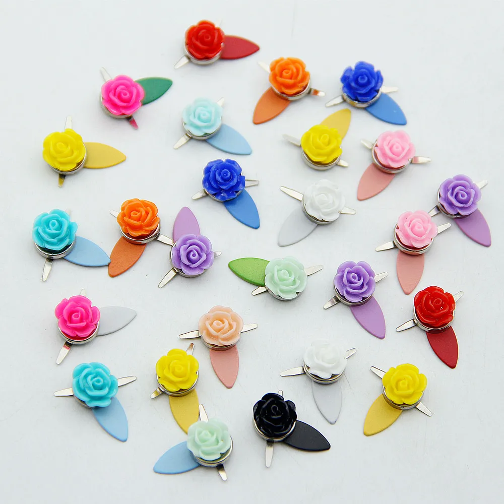 

Colorful Flower Brads Rotating Buttons Scrapbooking Embellishment Fastener Metal Mini Brad Set For DIY Album Frame Decor Crafts