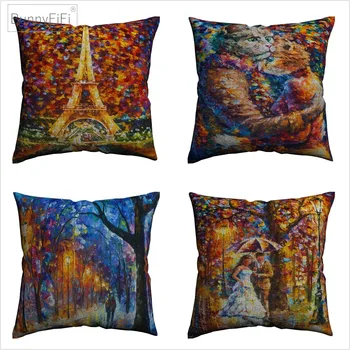 

Leonid Night Landscape Lover Art Cotton Linen Cushion Cover 45 x 45 cm For Sofa Chair Pillow Case Home Decor Almofada