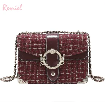 

Winter Fashion Female Square bag 2018 New High quality Woolen Women's Designer Handbag Ladies Lock Chain Shoulder Messenger bags
