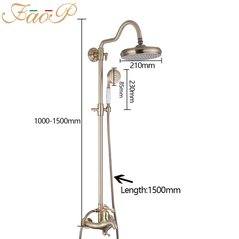 FAOP Душевая система Золотой смеситель для душа и ванной кран для ванной Душевой набор роскошный водяной смеситель для душа смеситель