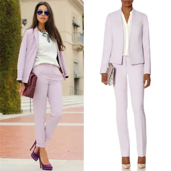 

Fashion Women's Pants Suit slim Suit Jackets Pink Women Business Suits Office Ladies formal OL Pants Work Wear Suits Custom