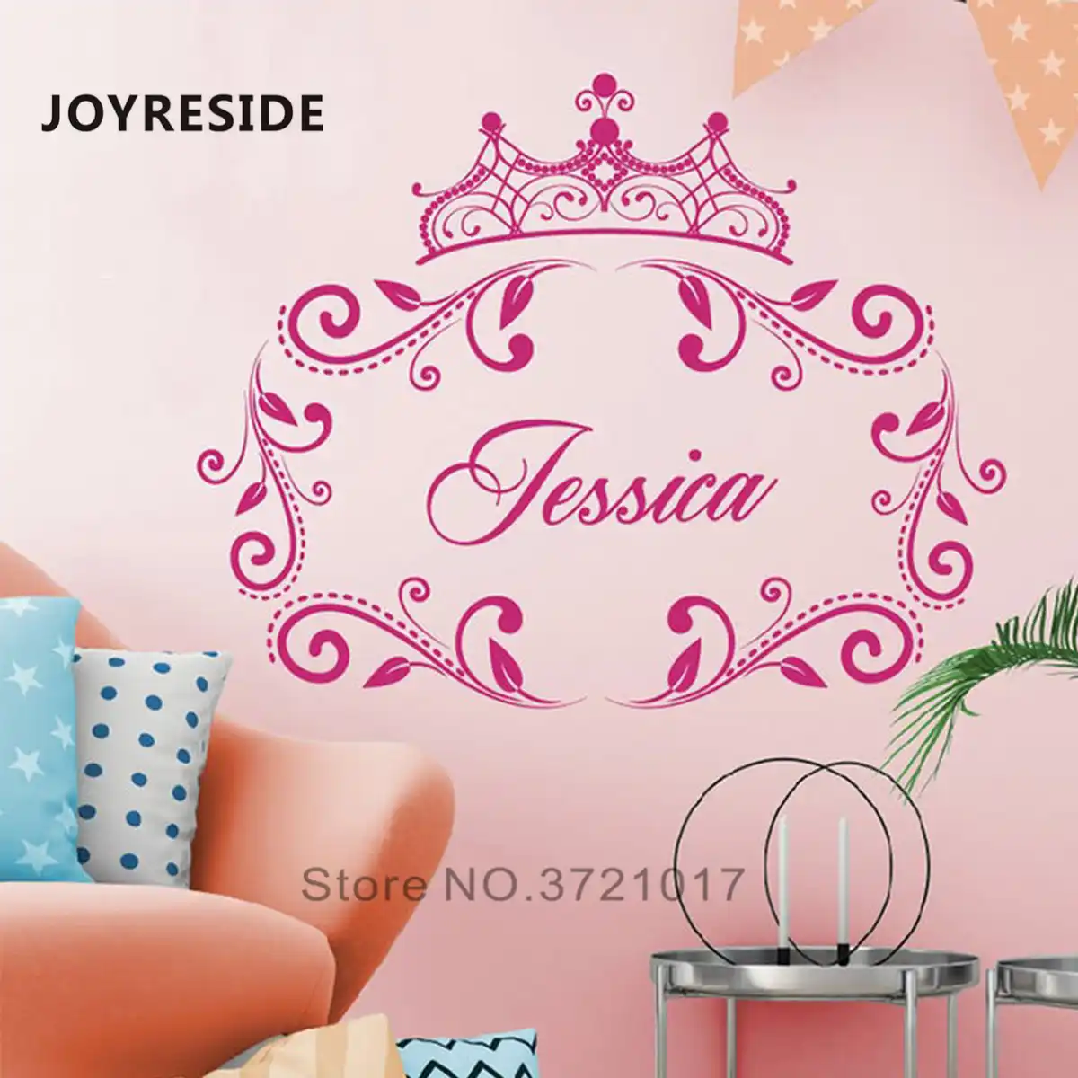 Etiqueta Engomada De La Pared Del Nombre Personalizado Princesa