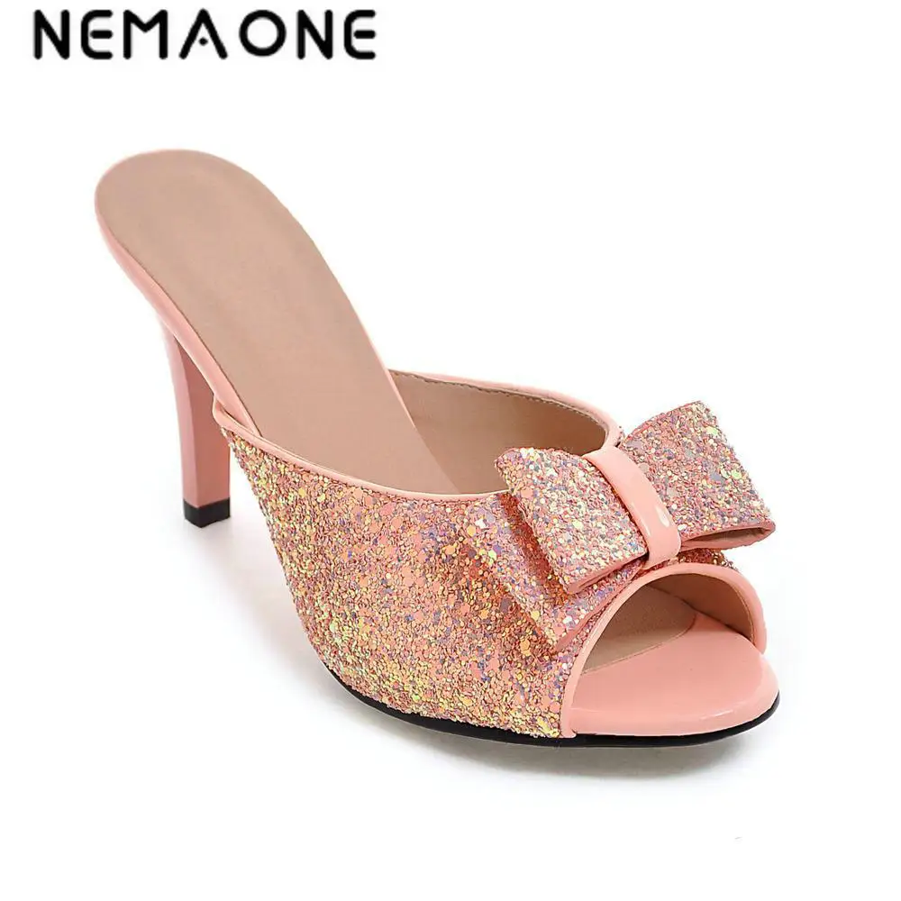 

NEMAONE New summer high heel sandals women thin high heels women slippers sweet women sandals party shoes woman