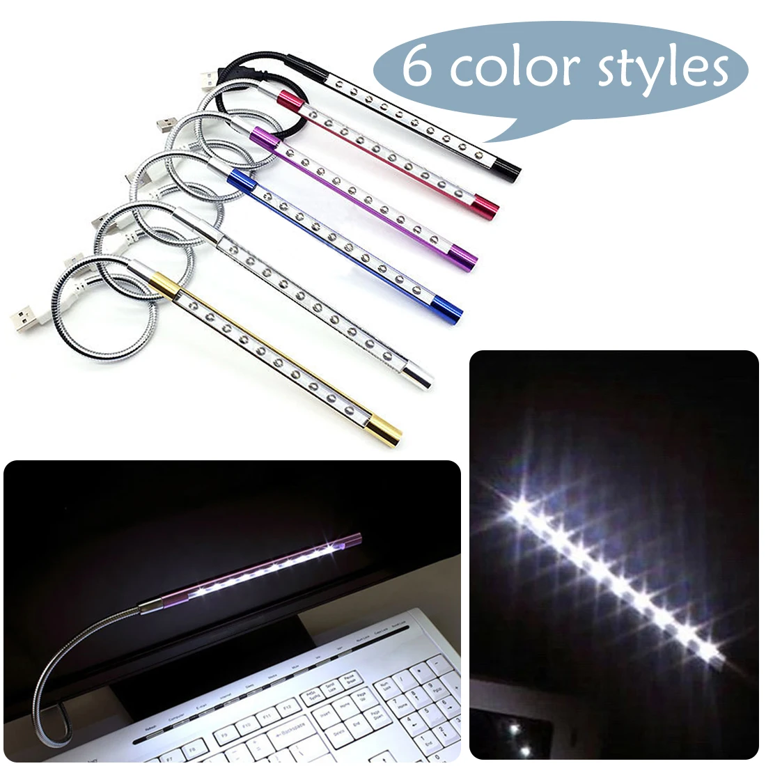 

Ultra Bright Mini Flexible LED USB Book Light Lamp Reading Lamp for Laptop Notebook PC Computer Book Reader